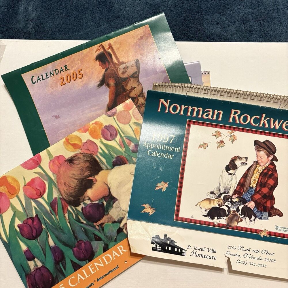 Lot Calendars Norman Rockwell Art Native American 1997-2011 Ephemera Junk Journa